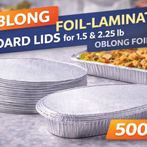 Oblong Foil-Laminated Board Lids for 1.5 & 2.25 lb Oblong Foil Pans 500/cs