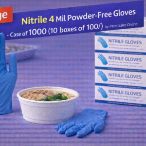 Large Nitrile 4 Mil Powder-Free Gloves – Case of 1000(10 boxes of 100) by Patel Sales Online