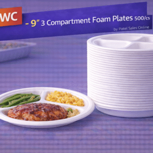 9CPWC - 9" 3 Compartment Foam Plates 500/cs by Patel Sales