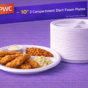 10CPWC - 10" 3 Compartment Dart Foam Plates 500/cs by Patel Sales