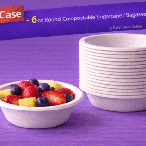 6 oz Round Compostable Sugarcane / Bagasse Bowls – 500/Case by Patel Sales