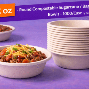 12 oz Round Compostable Sugarcane / Bagasse Bowls – 1000/Case by Patel Sales 
