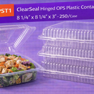 C90PST1 ClearSeal Hinged OPS Plastic Container 8 1/4" x 8 1/4" x 3" - 250/Case by Patel Sales