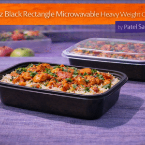 28 oz Black Rectangle Microwavable Heavy Weight Container with Lid - 150/cs by Patel Sales 