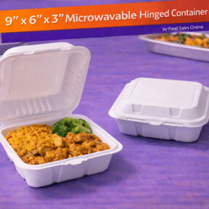 9" x 6" x 3" Microwaveable White Mineral-Filled Plastic Hinged Take-Out Container - 150/Case by Patel Sales