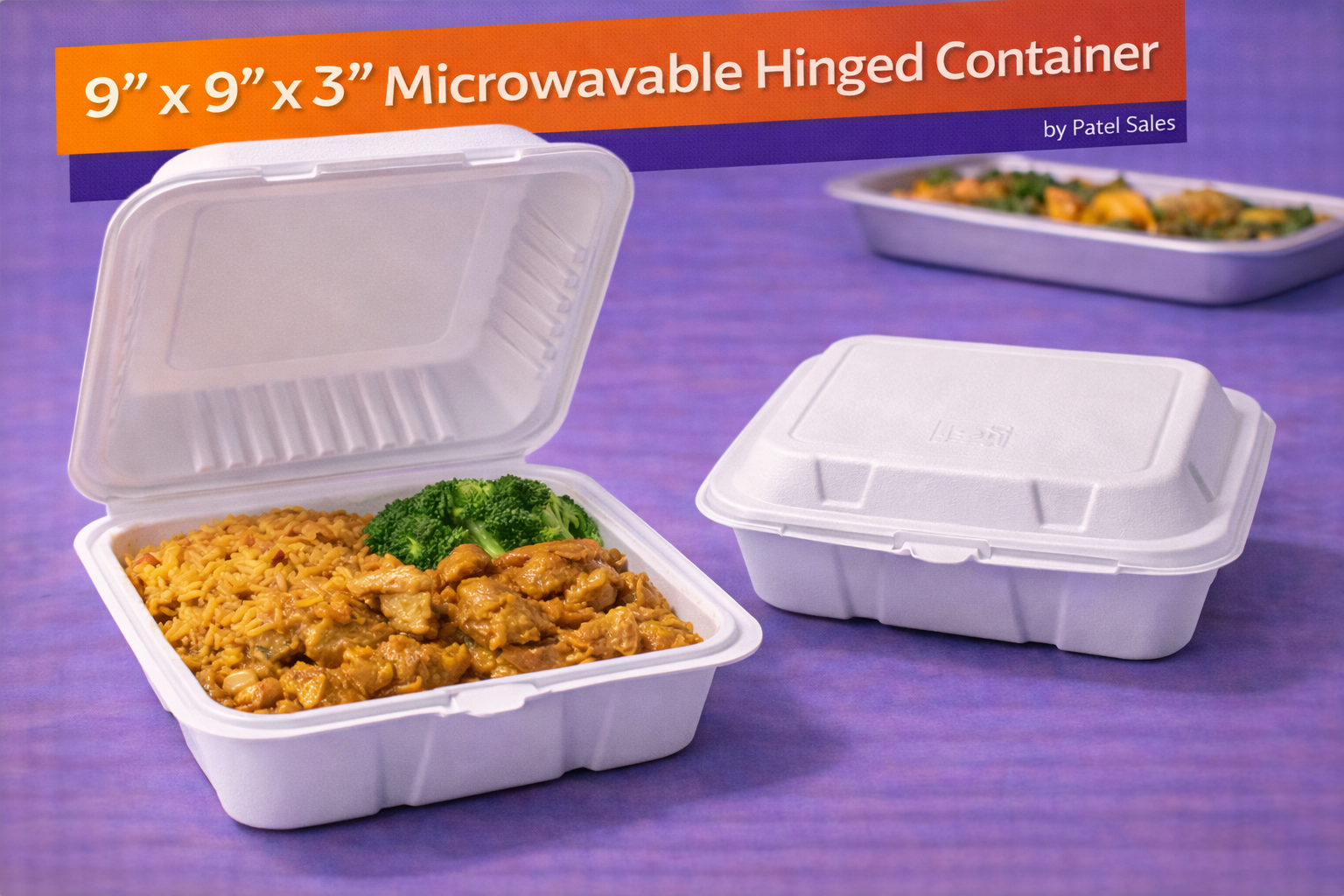 9" x 9" x 3" Microwaveable White Mineral-Filled Plastic Hinged Take-Out Container - 150/Case by Patel Sales