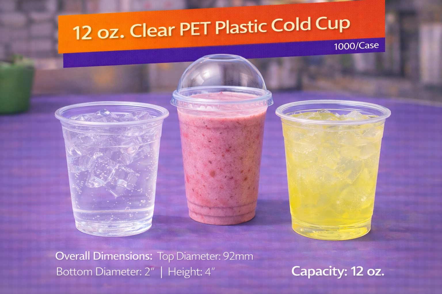 12 oz Clear PET Plastic Cold Cup - 1000/Case by Patel Sales