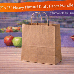 10" x 7" x 13" Heavy Natural Kraft Paper Handle Bags - 250/Bundle by Patel Sales
