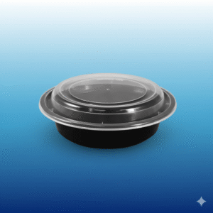 16 oz Black Round Microwavable Heavy Weight Container with Lid - 150/cs