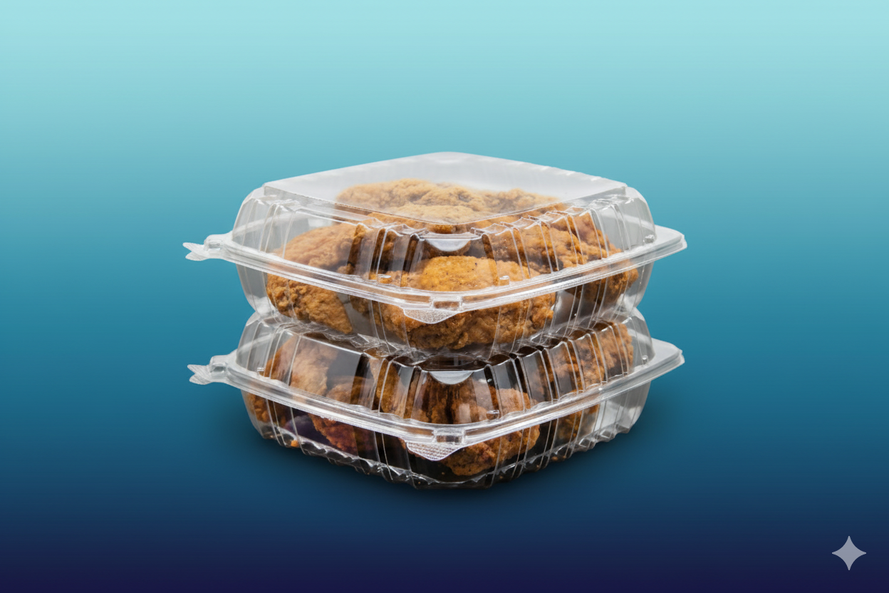 C95PST1 ClearSeal Hinged OPS Plastic Container 9" x 9 1/2" x 3" - 200/cs