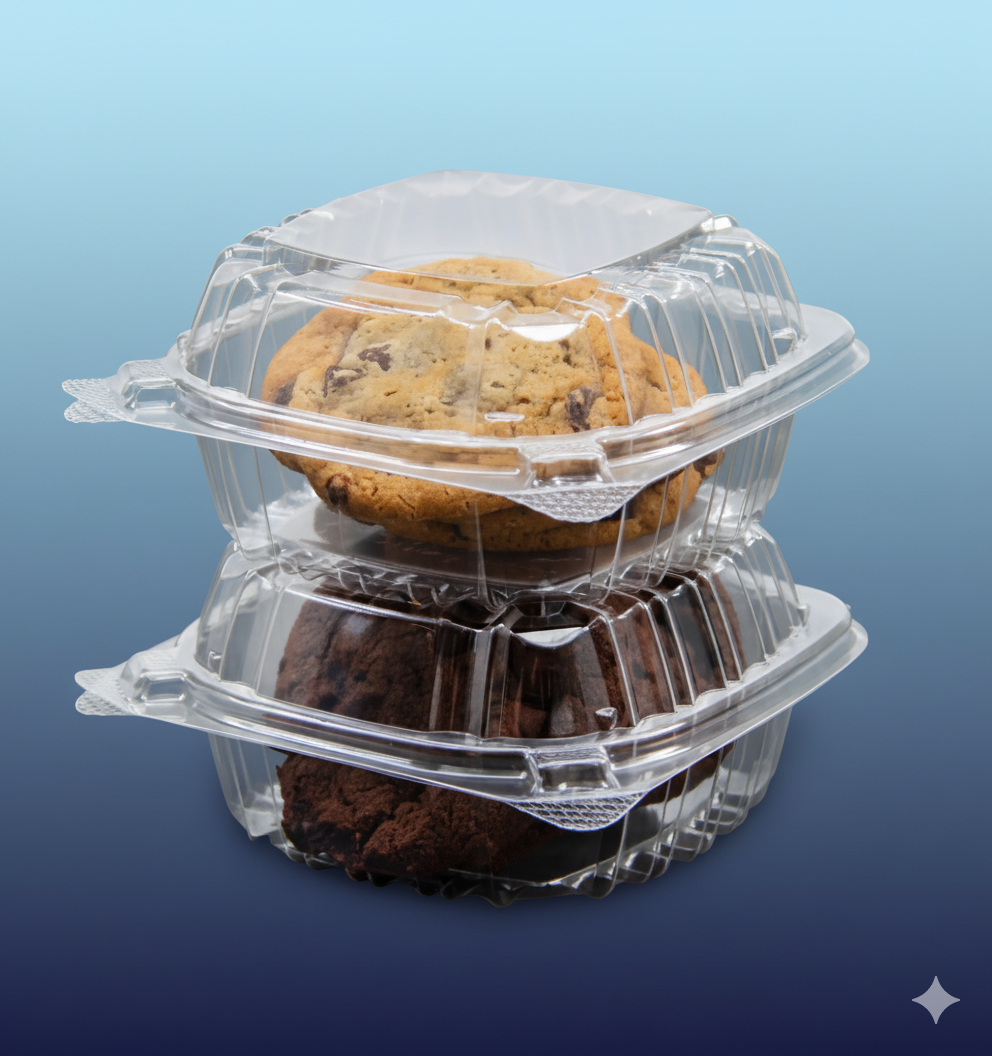 C53PST1 5" ClearSeal Hinged OPS Sandwich Containers 5 3/8" x 5 1/4" x 2 5/8"- 500/cs